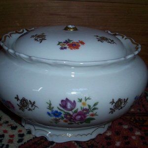 Reichenbach (R) Fine China Footed Lidded Bowl German Democratic Republic VTG